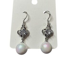 Elegant Silver and White Dangle Earrings